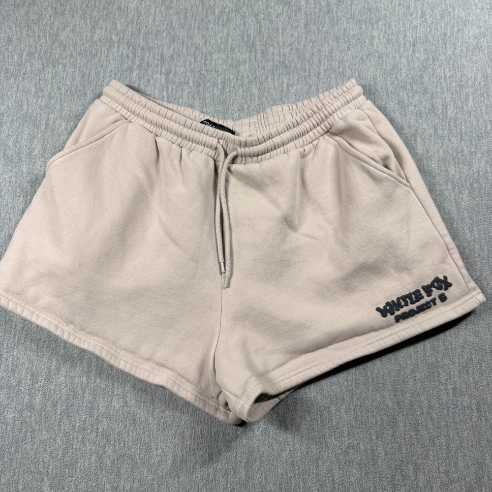 White Fox Boutique Project 5 Tan Fleece Shorts Womens Large High Rise Sweats